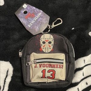 J. Voorhees Black and Cream Keychain Backpack